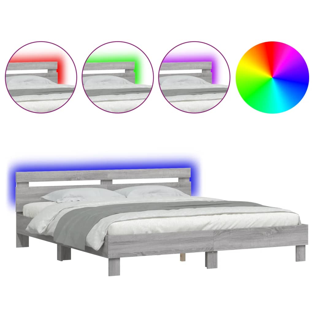 Cadre de lit avec LED sans matelas sonoma gris 180x200 cm - XIOS