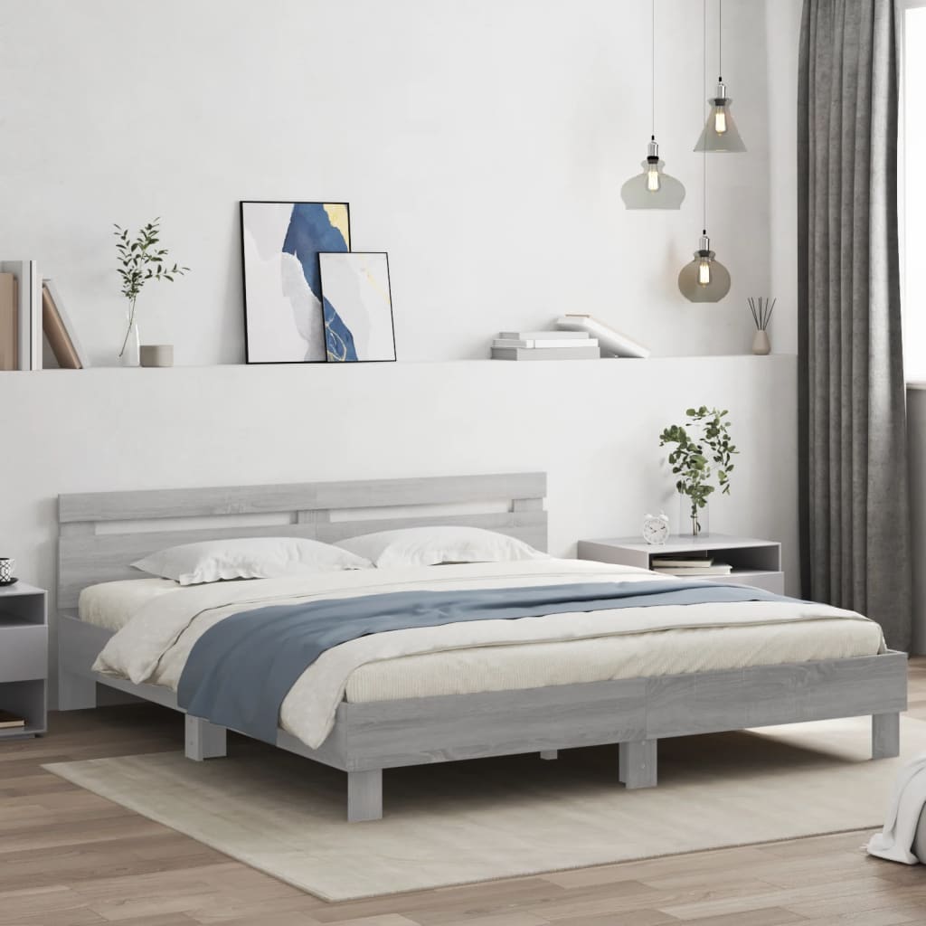 Cadre de lit avec LED sans matelas sonoma gris 180x200 cm - XIOS