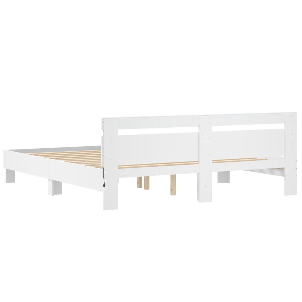 Cadre de lit avec LED sans matelas blanc 160x200 cm - XIOS