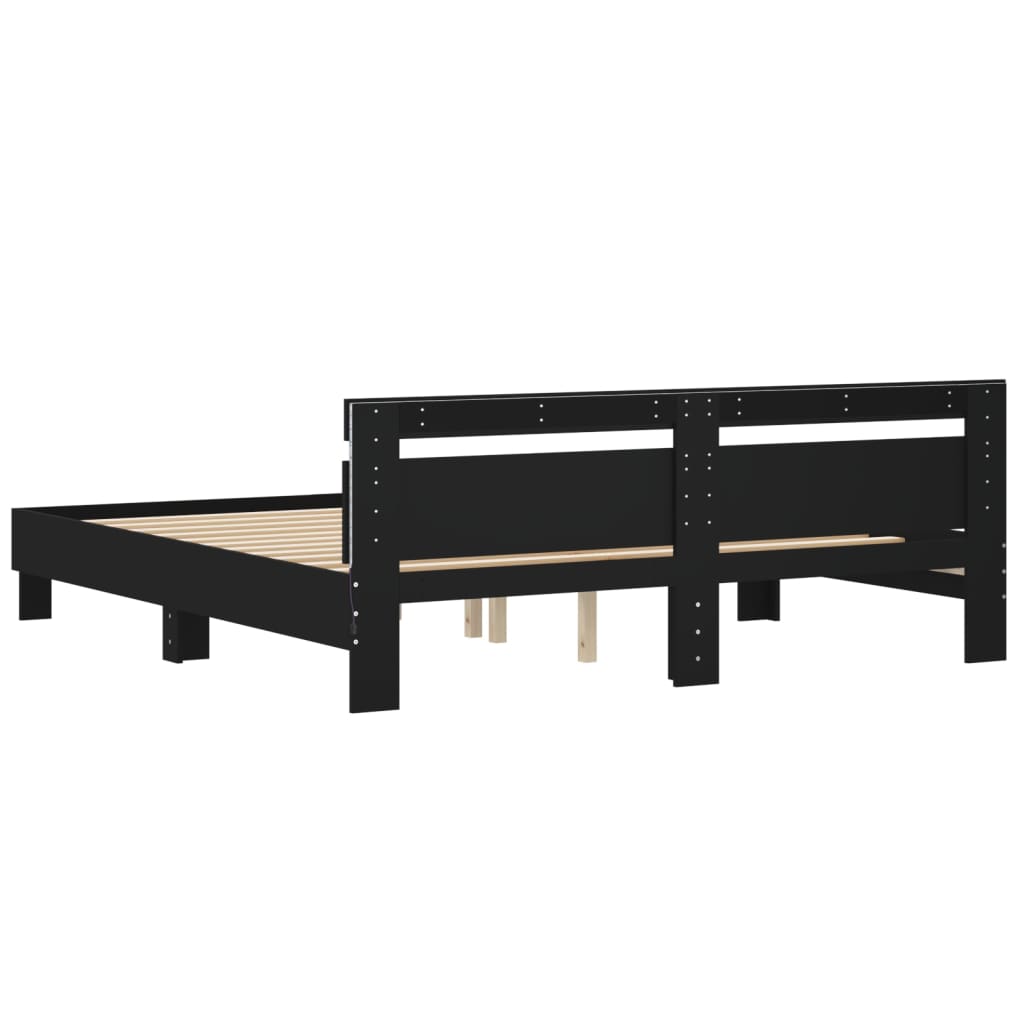 Cadre de lit avec LED sans matelas noir 160x200 cm - XIOS