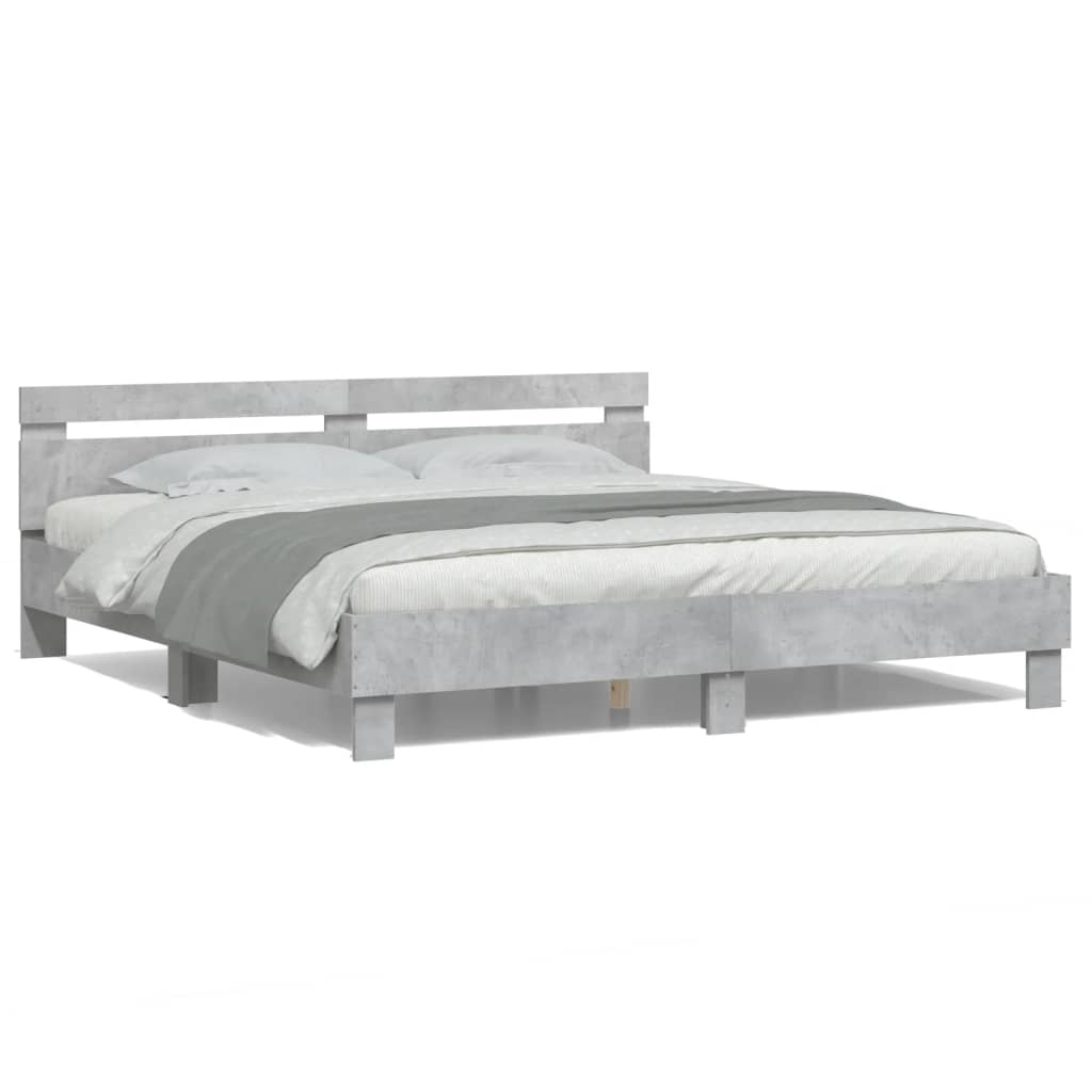 Cadre de lit avec LED sans matelas gris béton 160x200 cm - XIOS