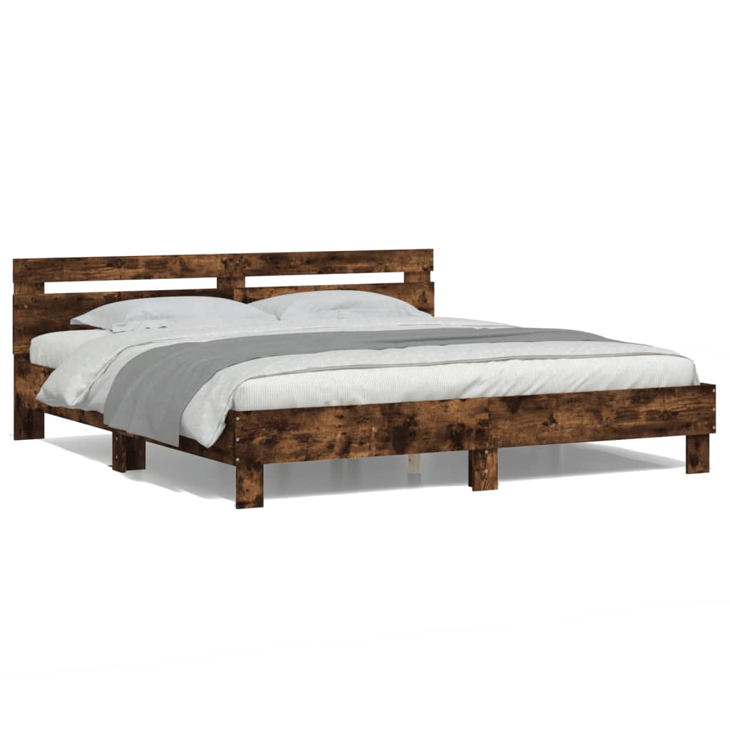 Cadre de lit avec LED sans matelas chêne fumé 160x200 cm - XIOS