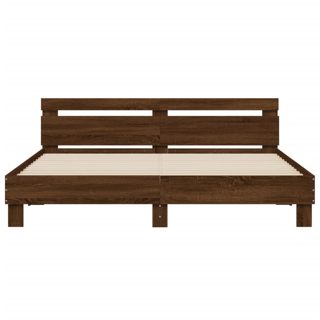 Cadre de lit avec LED sans matelas chêne marron 160x200 cm - XIOS