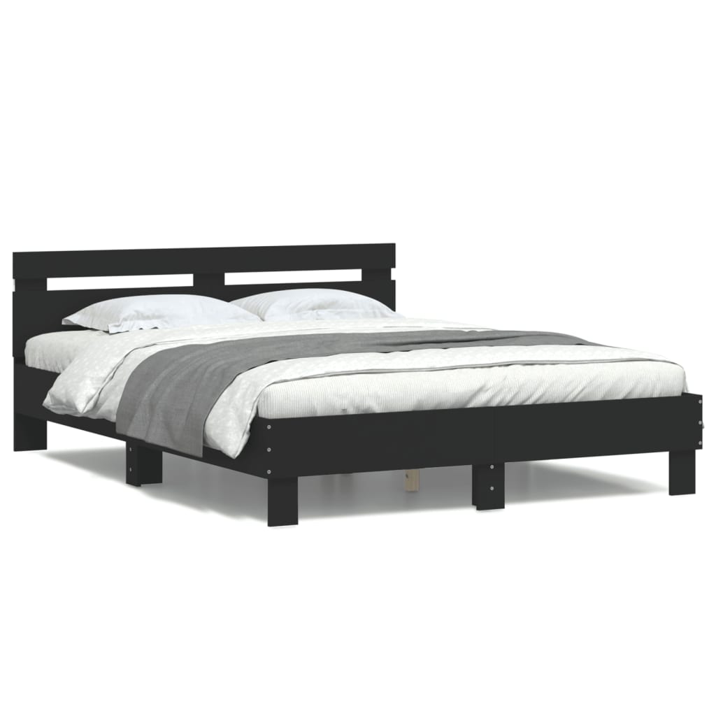 Cadre de lit avec LED sans matelas noir 150x200 cm - XIOS