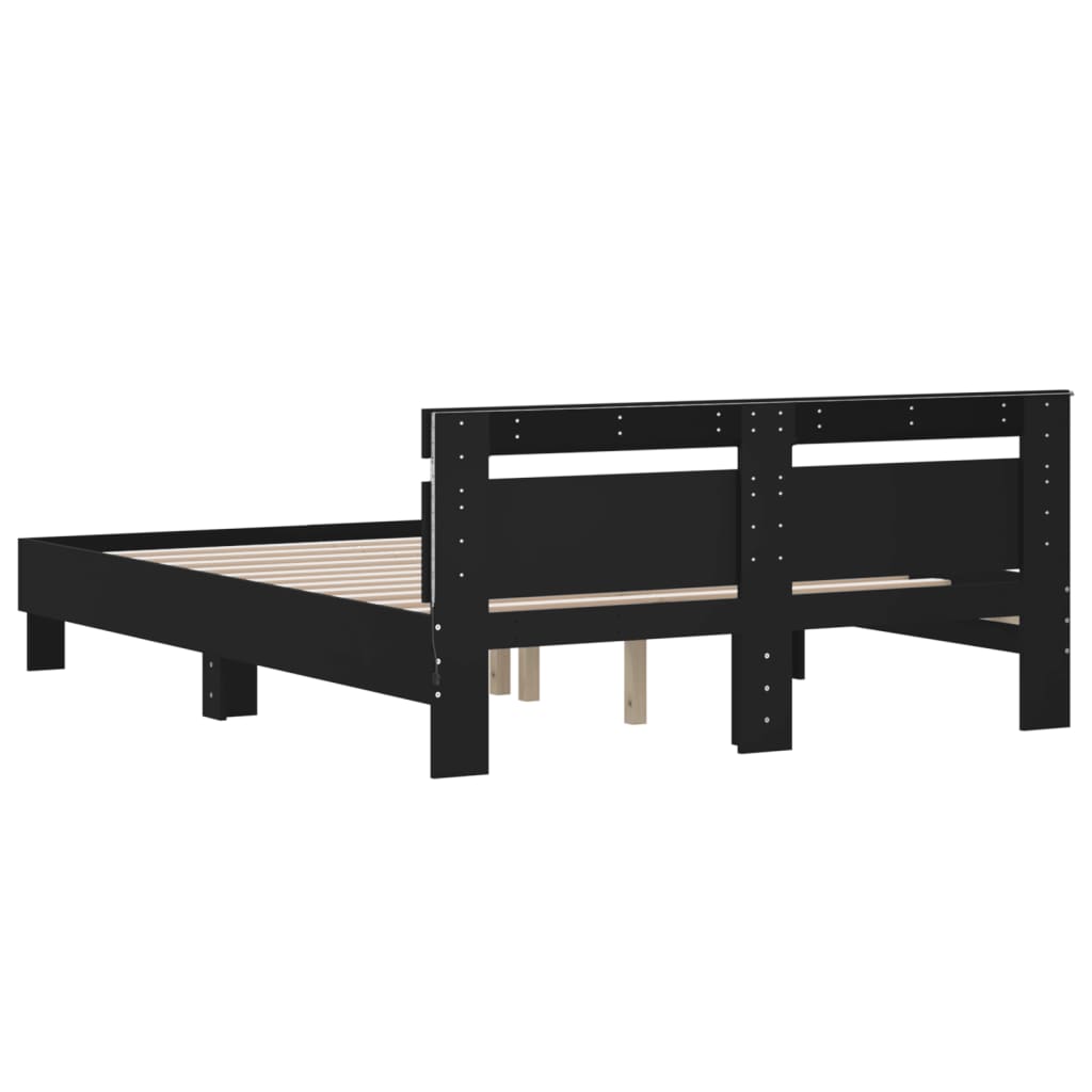 Cadre de lit avec LED sans matelas noir 150x200 cm - XIOS