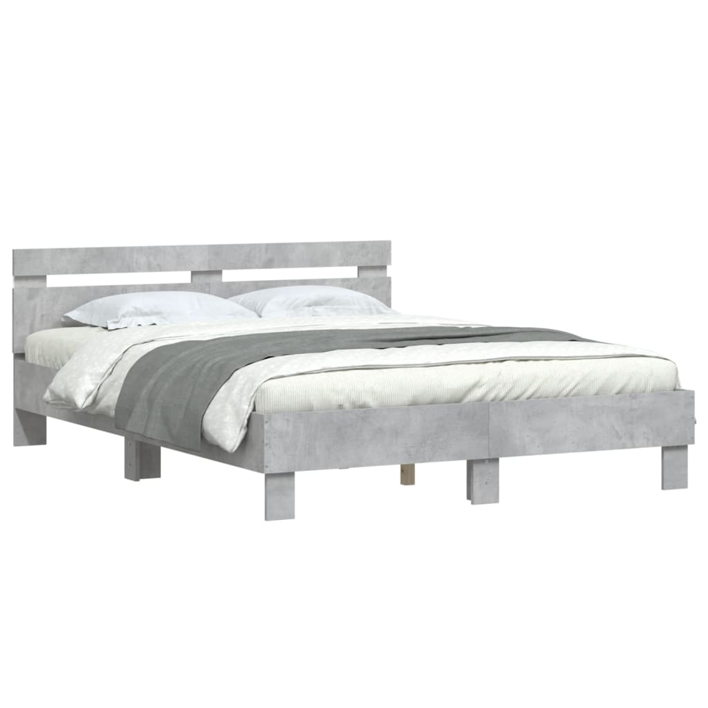 Cadre de lit avec LED sans matelas gris béton 150x200 cm - XIOS
