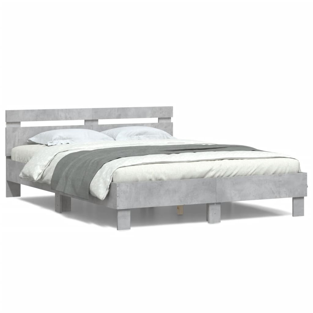 Cadre de lit avec LED sans matelas gris béton 150x200 cm - XIOS