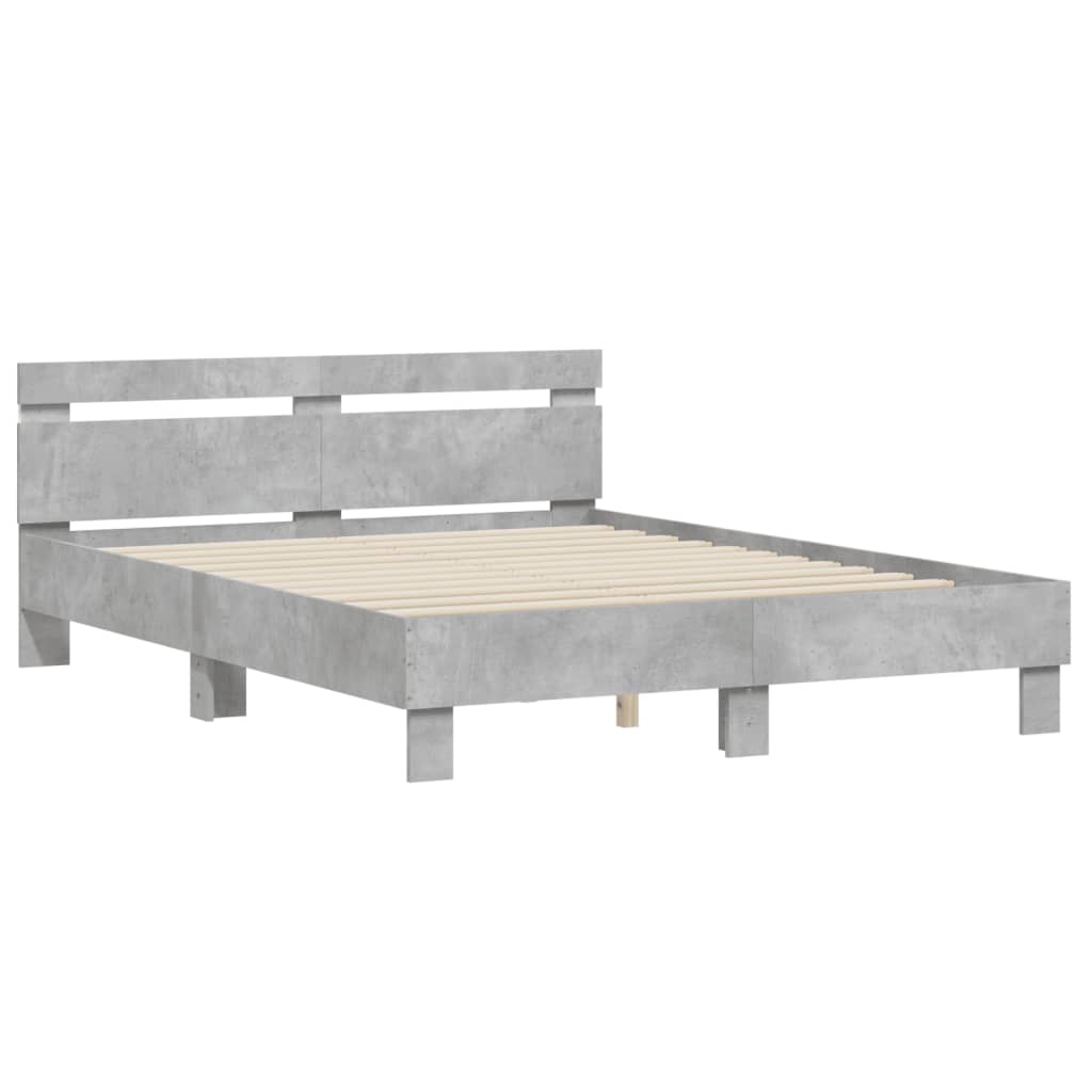 Cadre de lit avec LED sans matelas gris béton 150x200 cm - XIOS