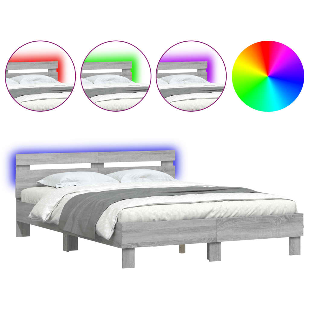 Cadre de lit avec LED sans matelas sonoma gris 150x200 cm - XIOS