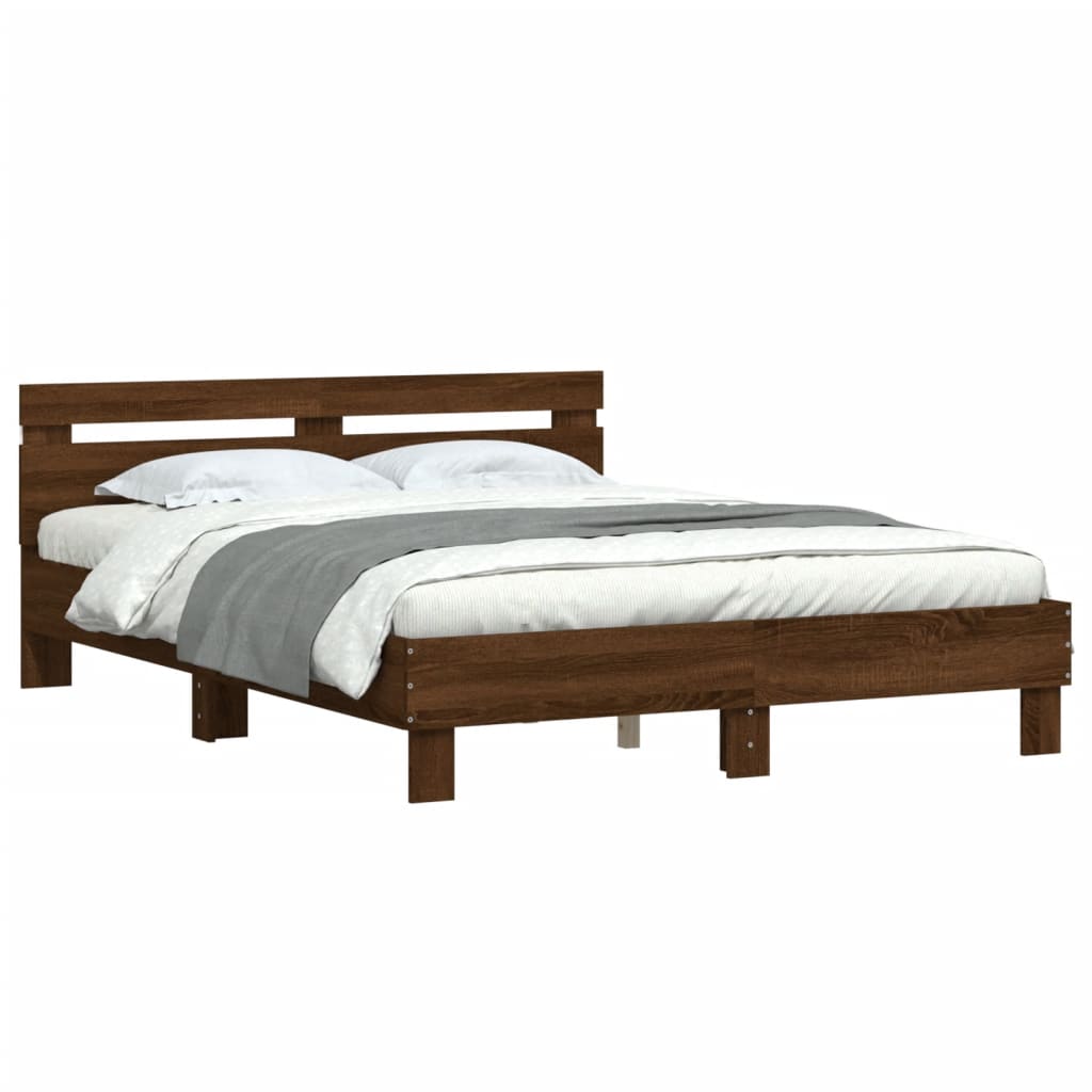 Cadre de lit avec LED sans matelas chêne marron 150x200 cm - XIOS
