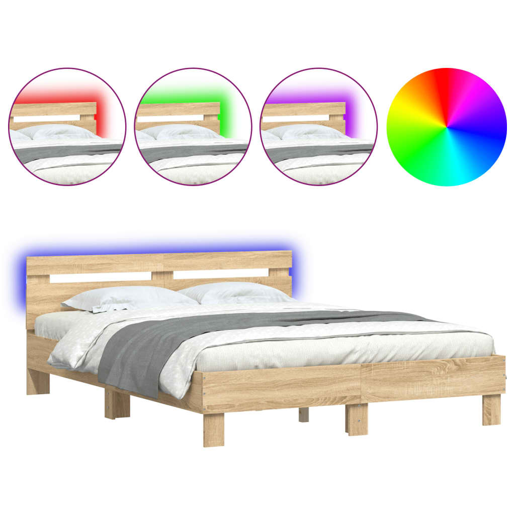 Cadre de lit avec LED sans matelas chêne sonoma 140x200 cm - XIOS
