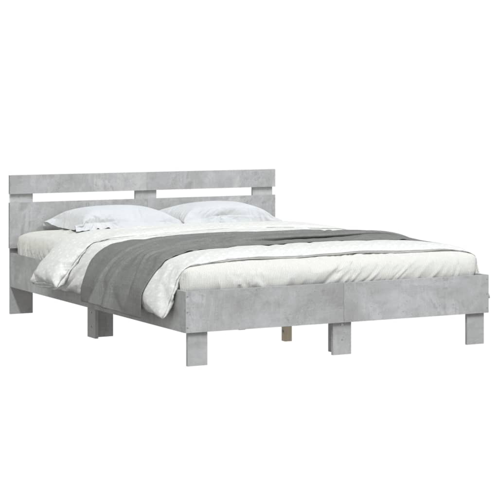 Cadre de lit avec LED sans matelas gris béton 140x200 cm - XIOS