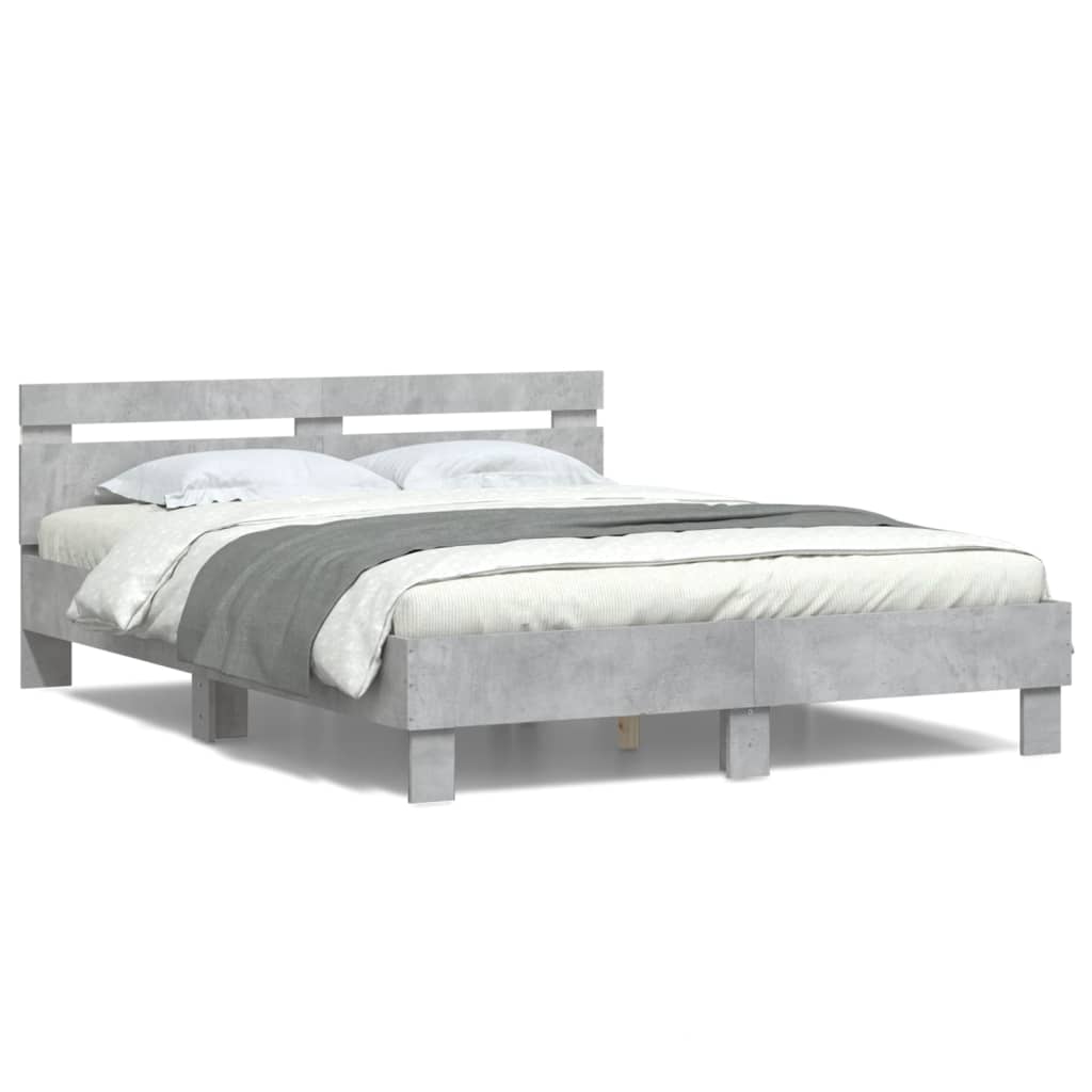 Cadre de lit avec LED sans matelas gris béton 140x200 cm - XIOS