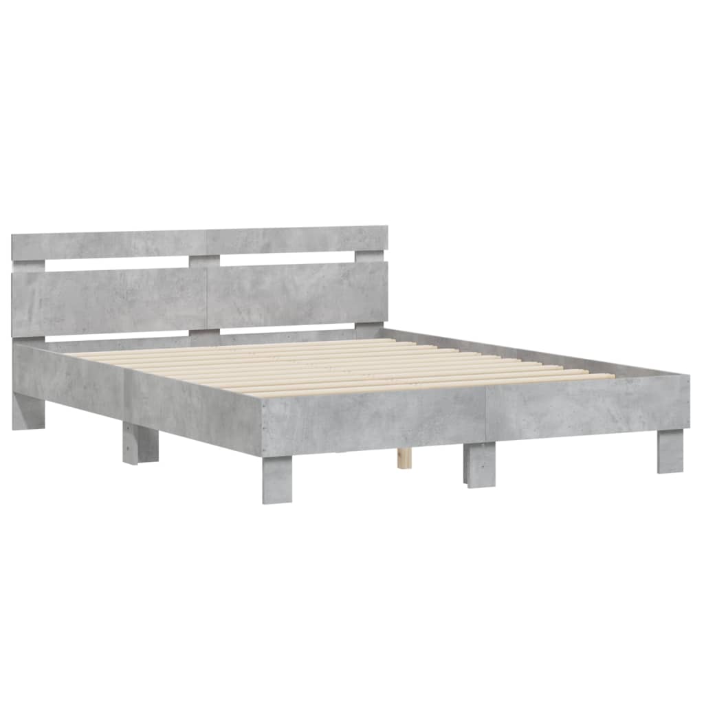 Cadre de lit avec LED sans matelas gris béton 140x200 cm - XIOS