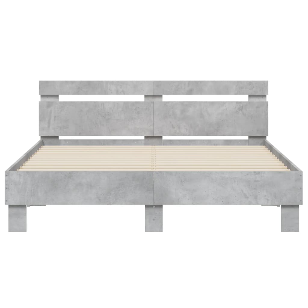 Cadre de lit avec LED sans matelas gris béton 140x200 cm - XIOS