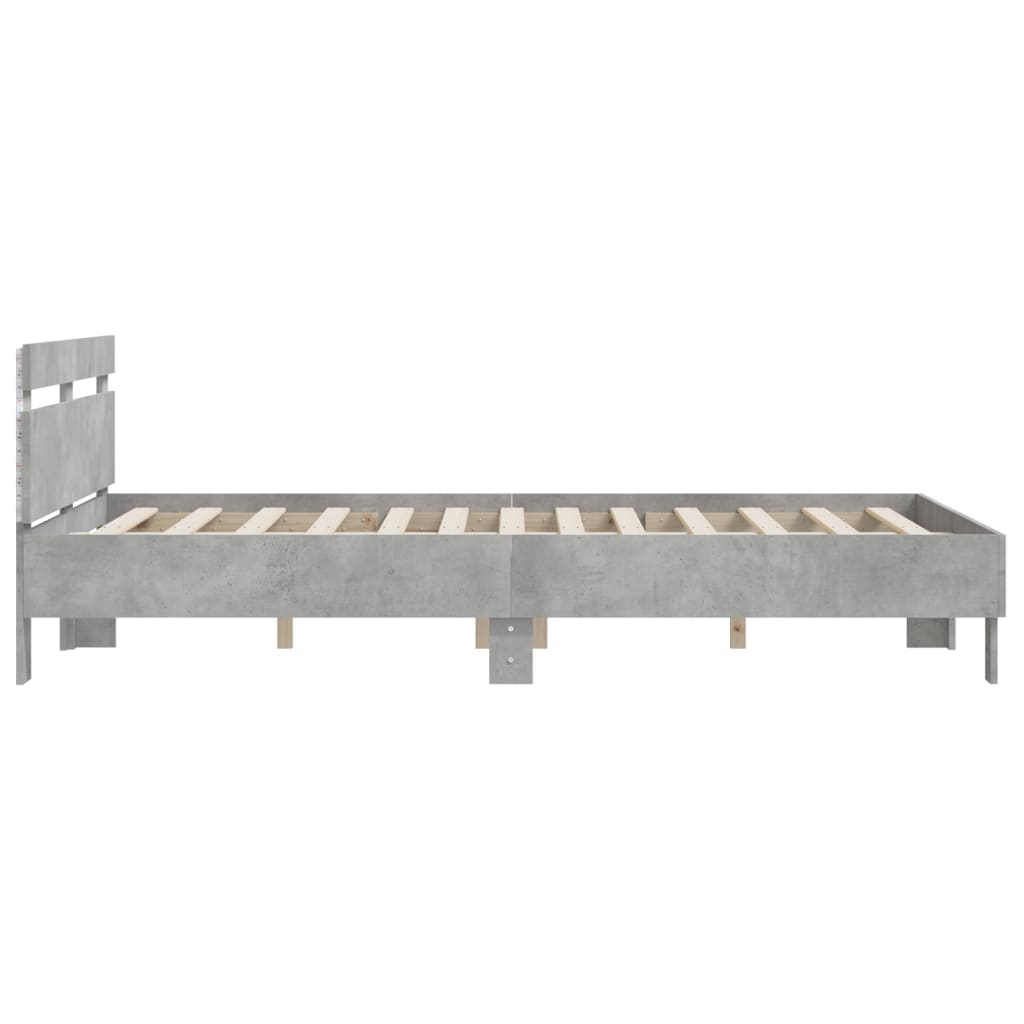 Cadre de lit avec LED sans matelas gris béton 140x200 cm - XIOS