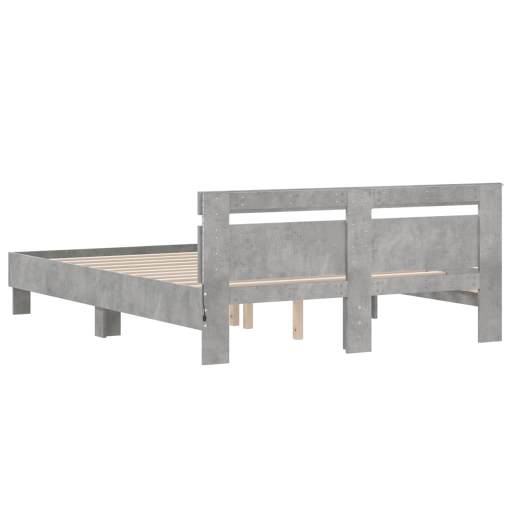 Cadre de lit avec LED sans matelas gris béton 140x200 cm - XIOS