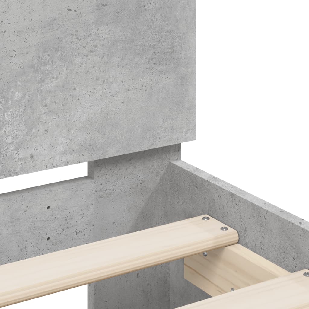Cadre de lit avec LED sans matelas gris béton 140x200 cm - XIOS
