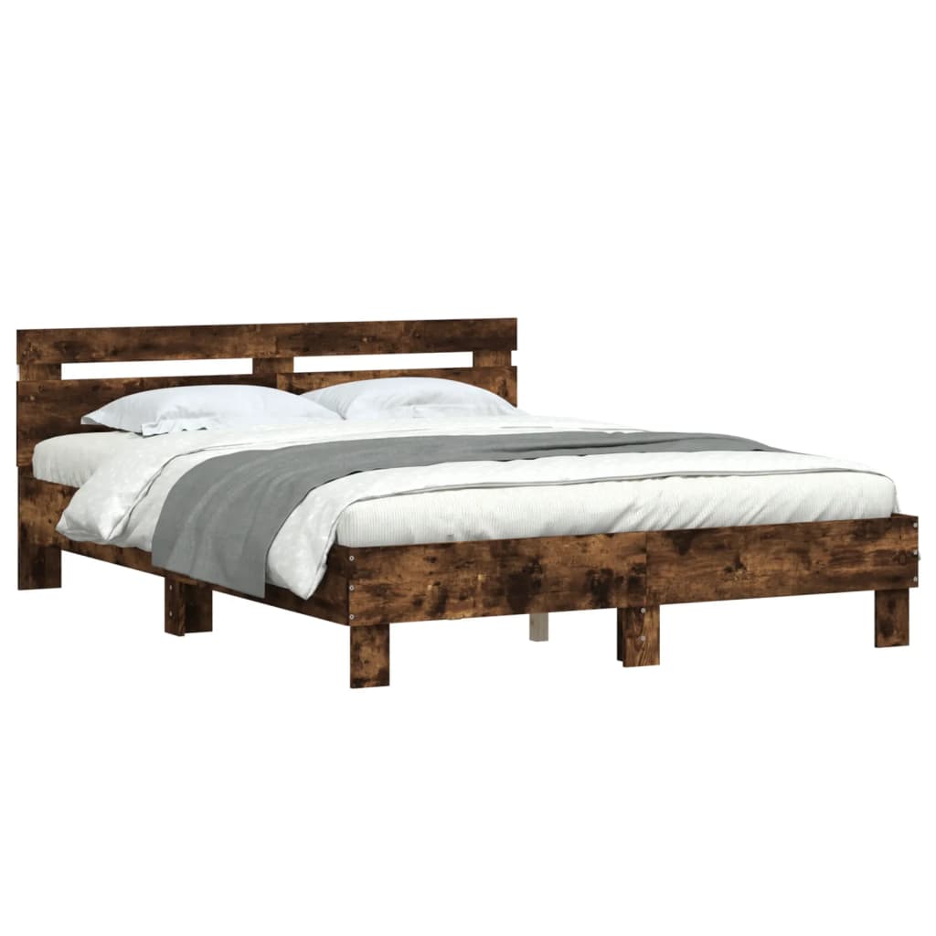 Cadre de lit avec LED sans matelas chêne fumé 140x200 cm - XIOS