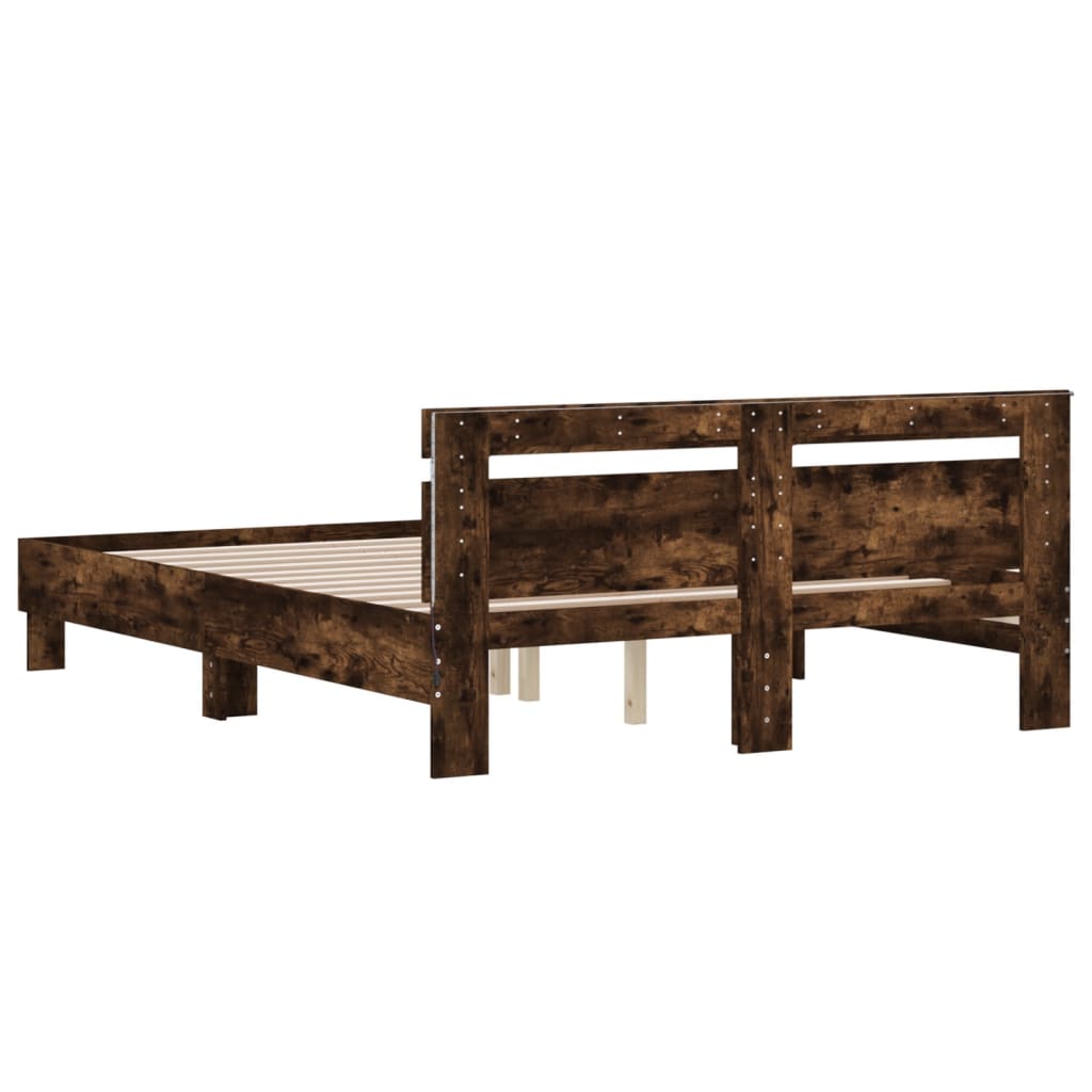 Cadre de lit avec LED sans matelas chêne fumé 140x200 cm - XIOS