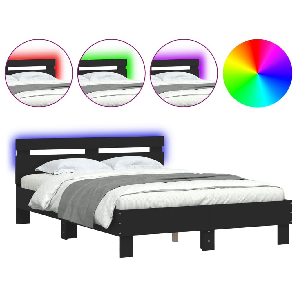 Cadre de lit avec LED sans matelas noir 120x200 cm - XIOS