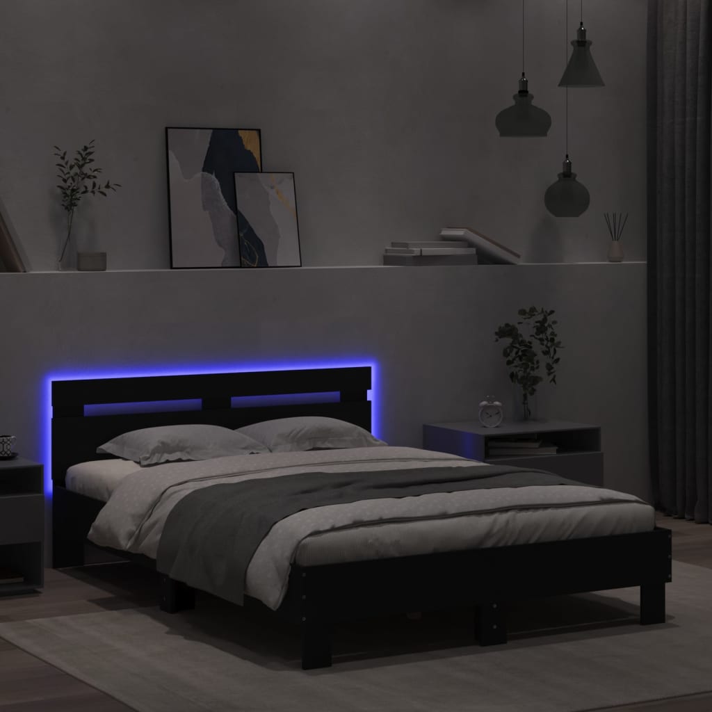 Cadre de lit avec LED sans matelas noir 120x200 cm - XIOS