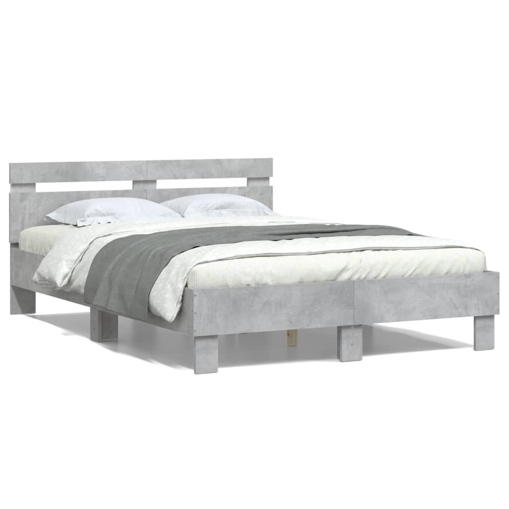 Cadre de lit avec LED sans matelas gris béton 120x200 cm - XIOS
