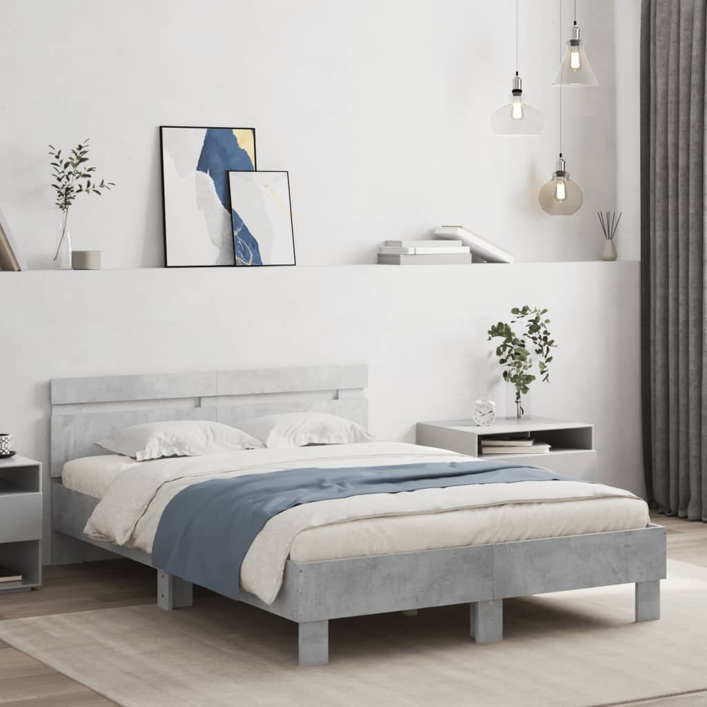 Cadre de lit avec LED sans matelas gris béton 120x200 cm - XIOS