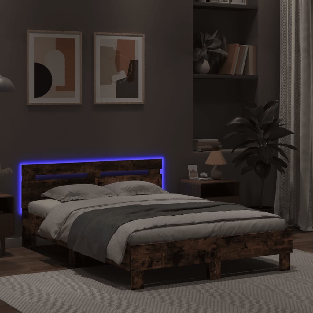 Cadre de lit avec LED sans matelas chêne fumé 120x200 cm - XIOS