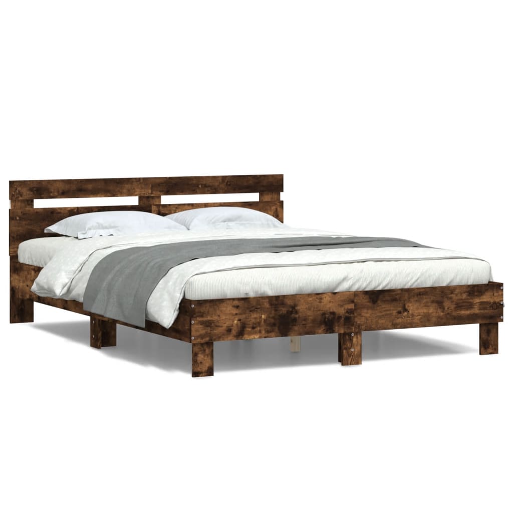 Cadre de lit avec LED sans matelas chêne fumé 140x190 cm - XIOS