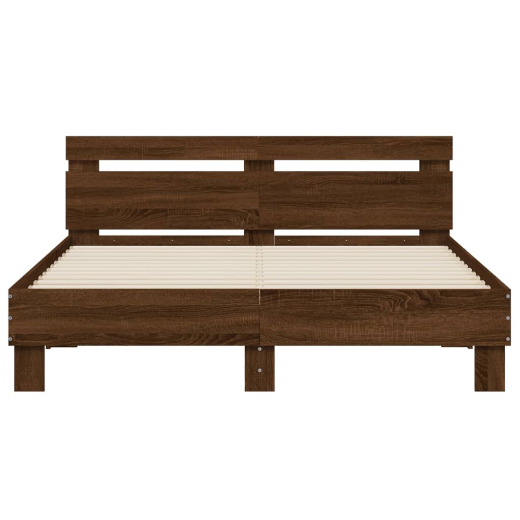 Cadre de lit avec LED sans matelas chêne marron 140x190 cm - XIOS