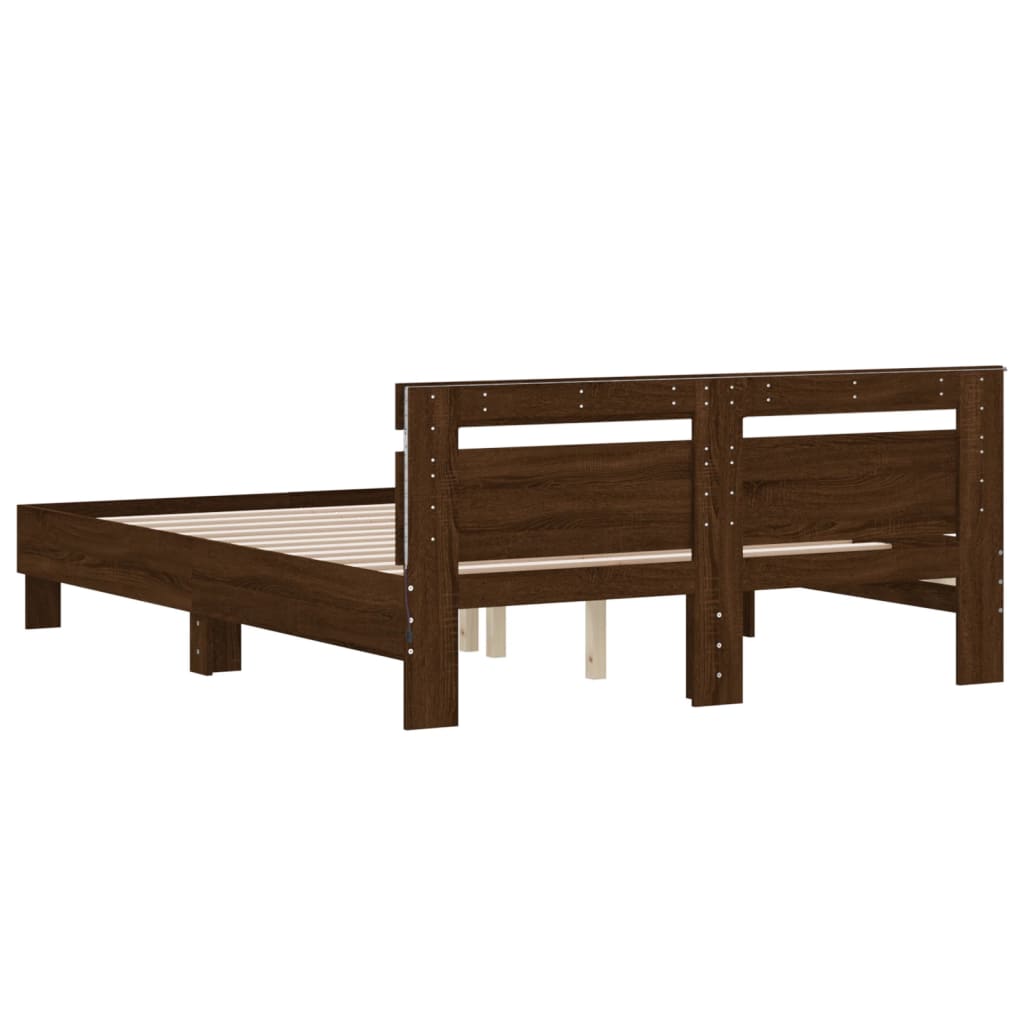 Cadre de lit avec LED sans matelas chêne marron 140x190 cm - XIOS