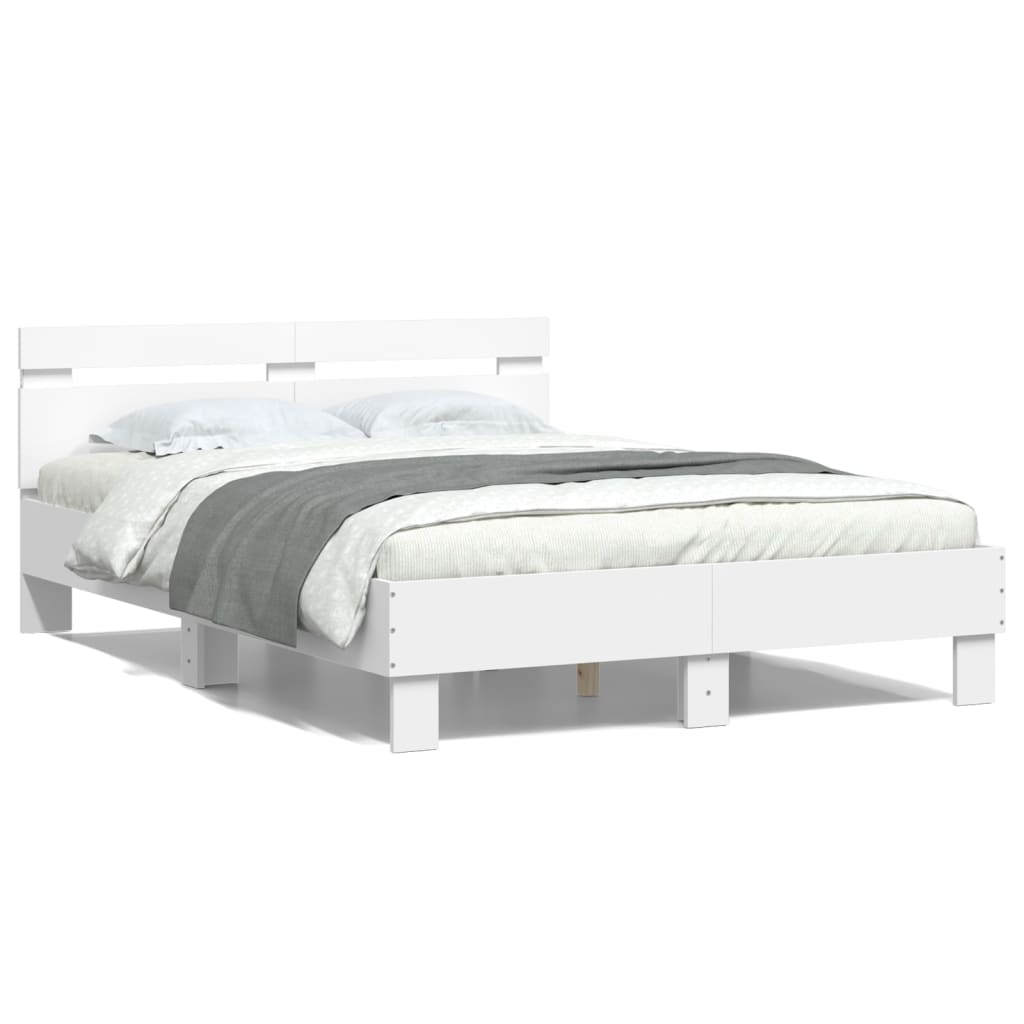 Cadre de lit avec LED sans matelas blanc 135x190 cm - XIOS