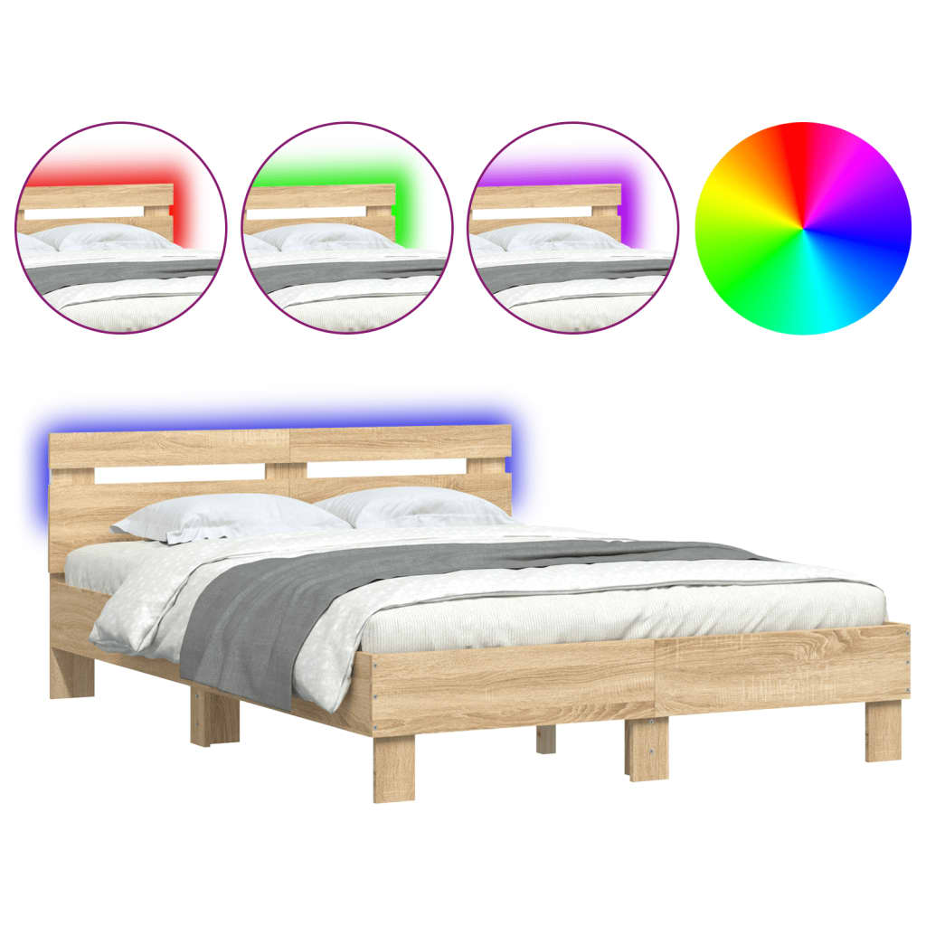 Cadre de lit avec LED sans matelas chêne sonoma 135x190 cm - XIOS
