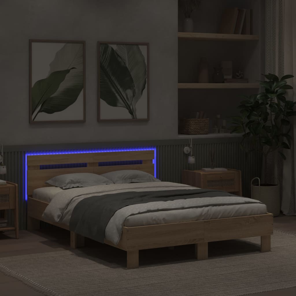 Cadre de lit avec LED sans matelas chêne sonoma 135x190 cm - XIOS