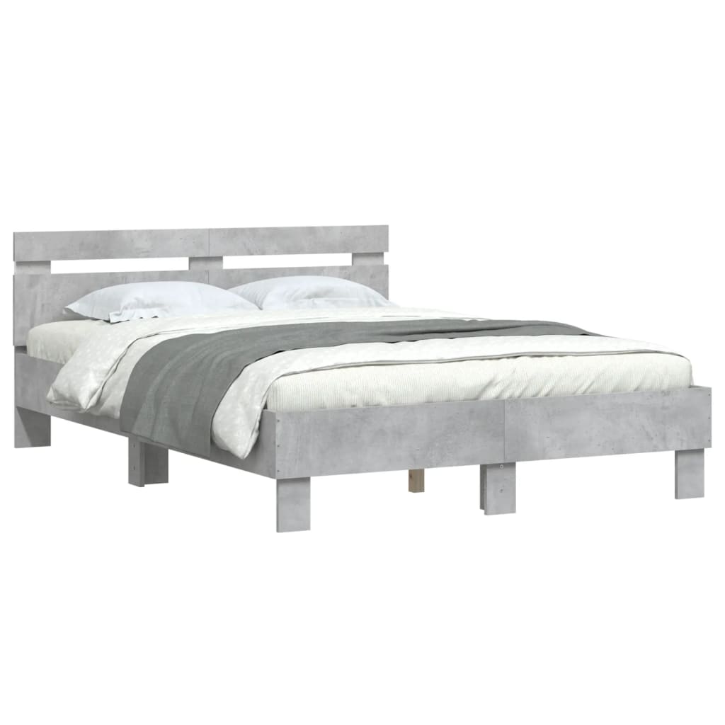 Cadre de lit avec LED sans matelas gris béton 135x190 cm - XIOS