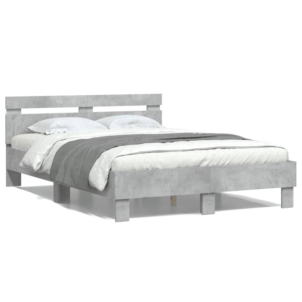 Cadre de lit avec LED sans matelas gris béton 135x190 cm - XIOS