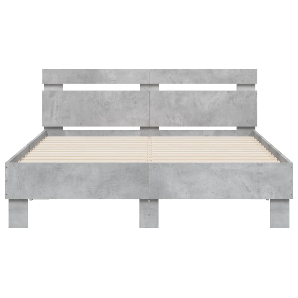 Cadre de lit avec LED sans matelas gris béton 135x190 cm - XIOS