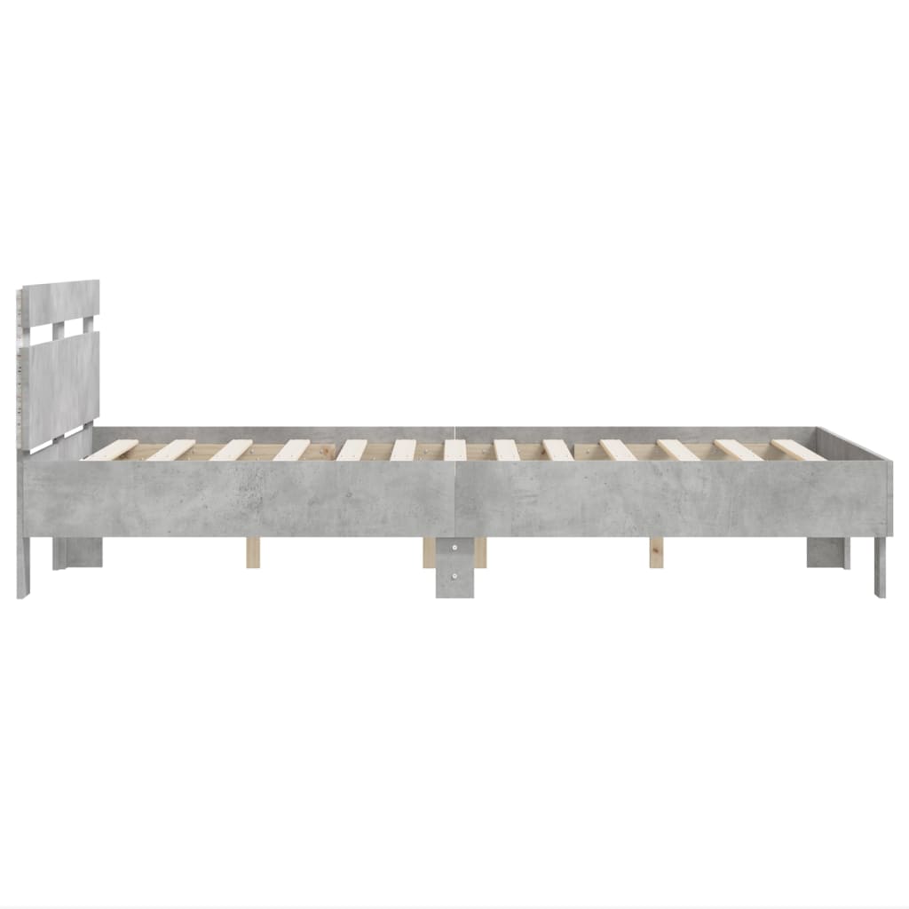 Cadre de lit avec LED sans matelas gris béton 135x190 cm - XIOS