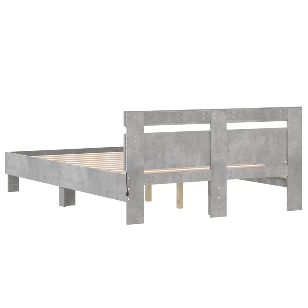 Cadre de lit avec LED sans matelas gris béton 135x190 cm - XIOS