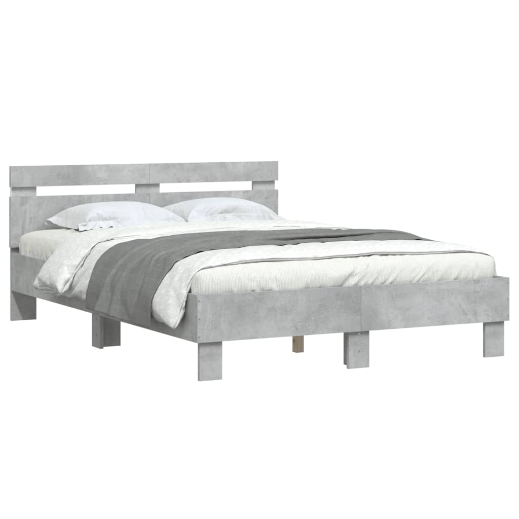 Cadre de lit avec LED sans matelas gris béton 120x190 cm - XIOS