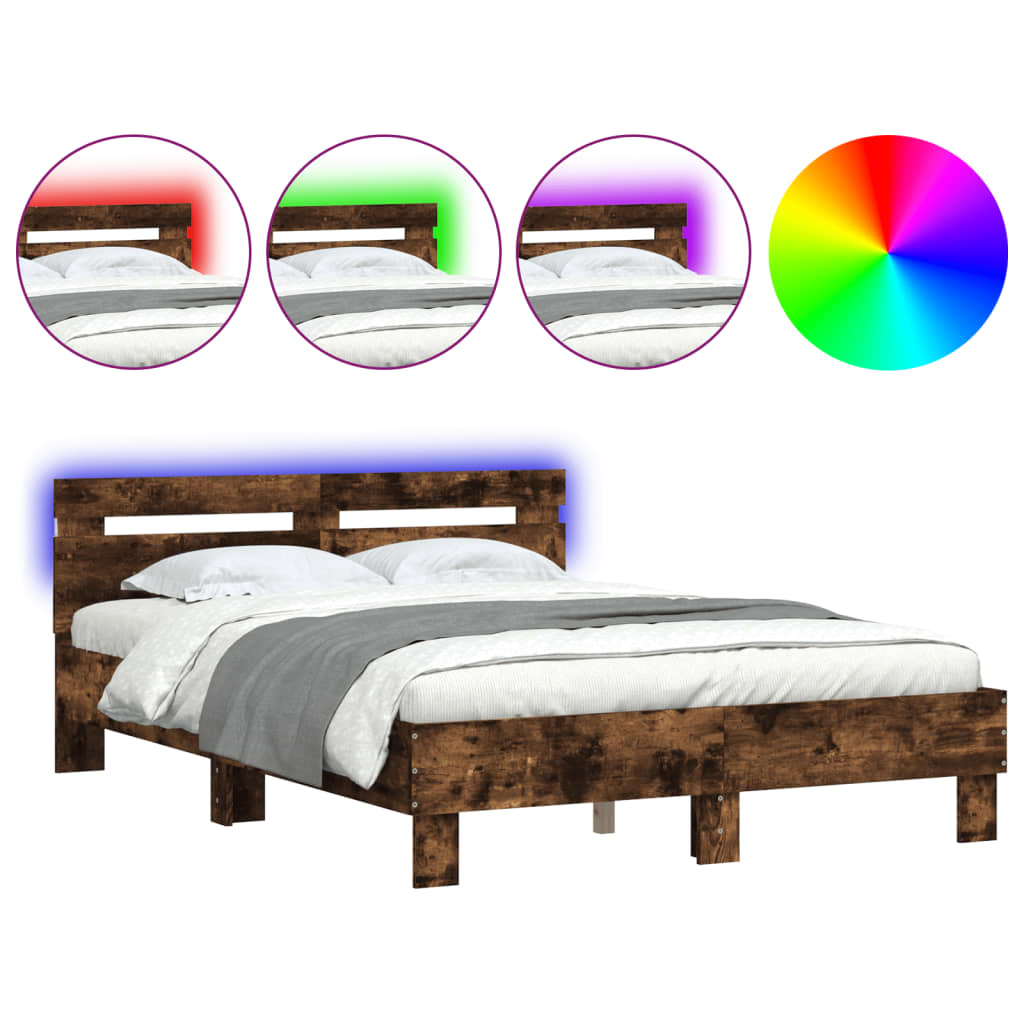 Cadre de lit avec LED sans matelas chêne fumé 120x190 cm - XIOS