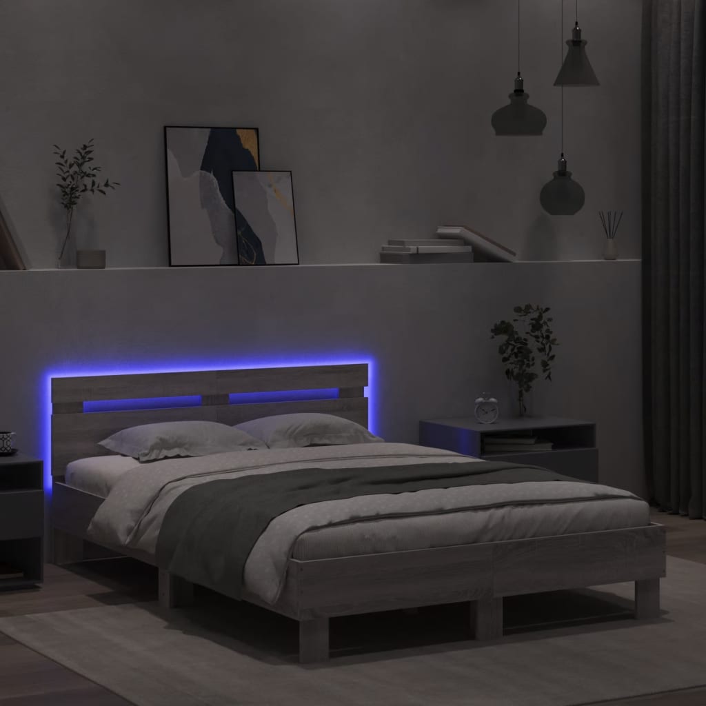 Cadre de lit avec LED sans matelas sonoma gris 120x190 cm - XIOS