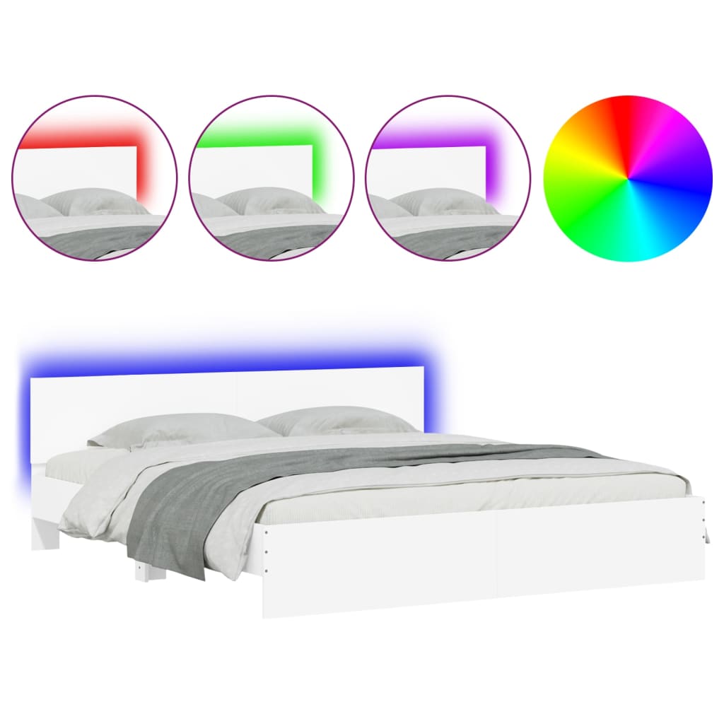 Cadre de lit avec LED sans matelas blanc 200x200 cm - XIOS