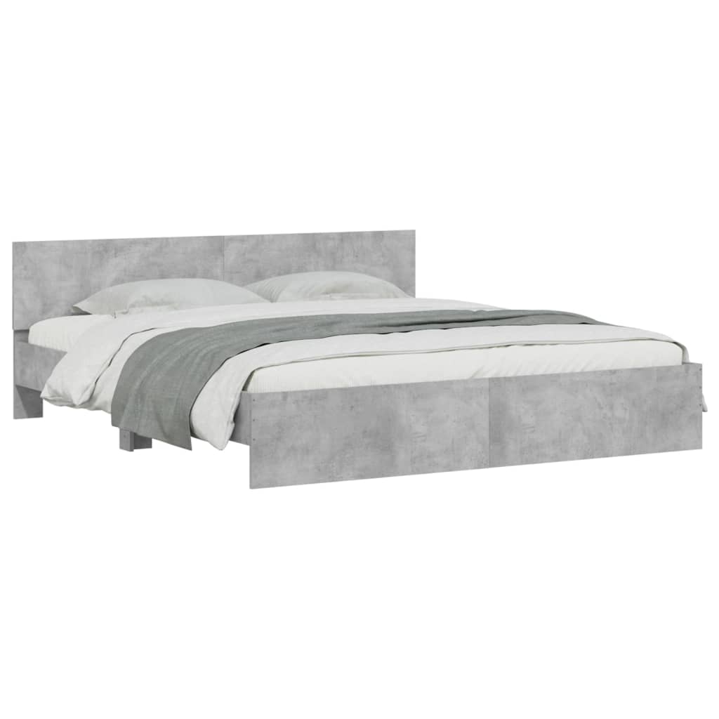 Cadre de lit avec LED sans matelas gris béton 200x200 cm - XIOS