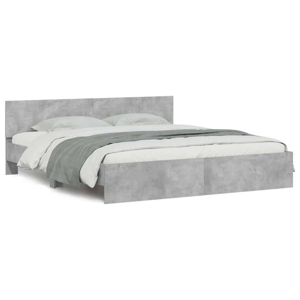 Cadre de lit avec LED sans matelas gris béton 200x200 cm - XIOS