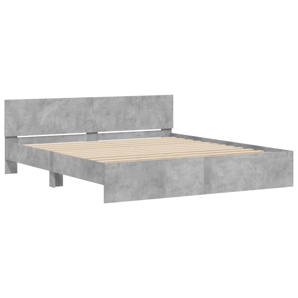 Cadre de lit avec LED sans matelas gris béton 200x200 cm - XIOS