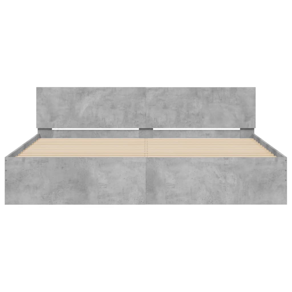 Cadre de lit avec LED sans matelas gris béton 200x200 cm - XIOS