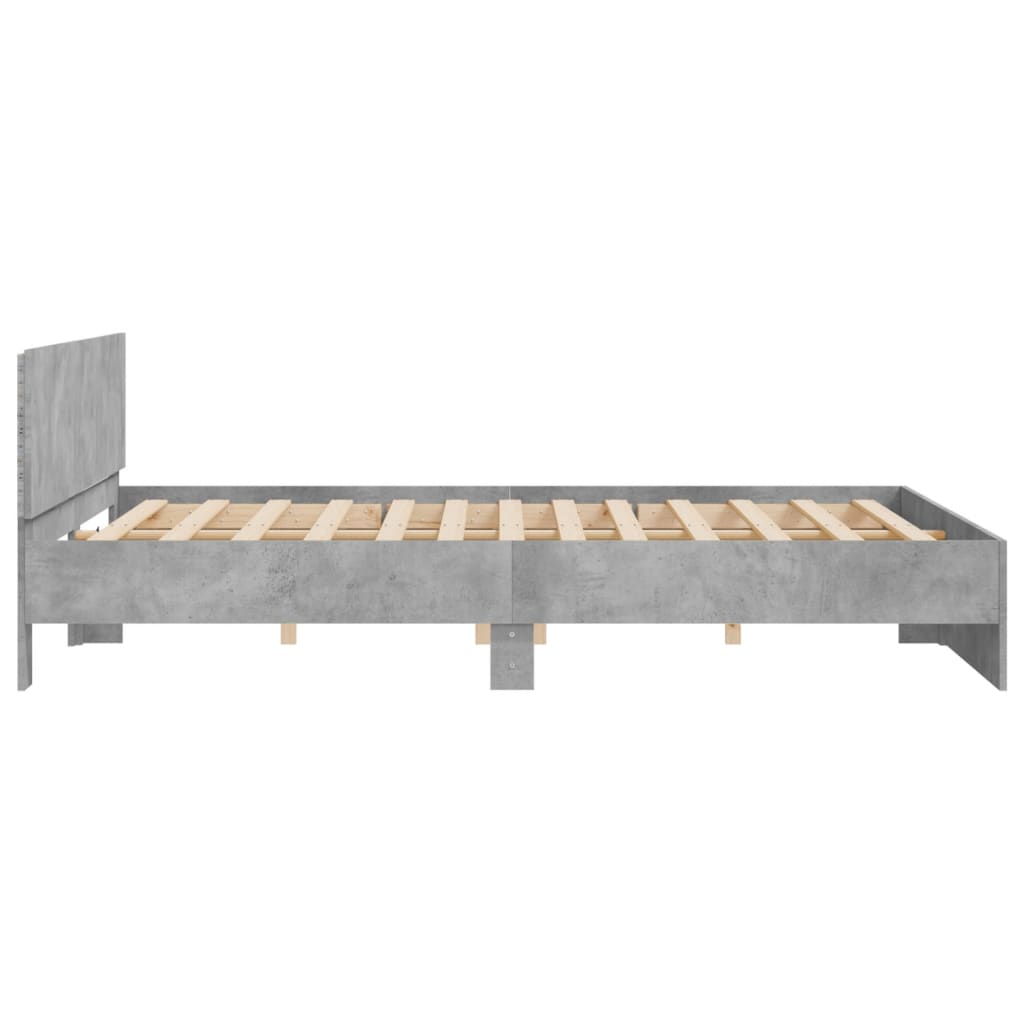 Cadre de lit avec LED sans matelas gris béton 200x200 cm - XIOS