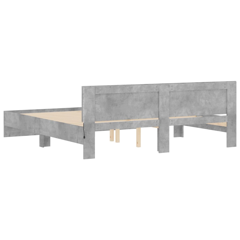 Cadre de lit avec LED sans matelas gris béton 200x200 cm - XIOS